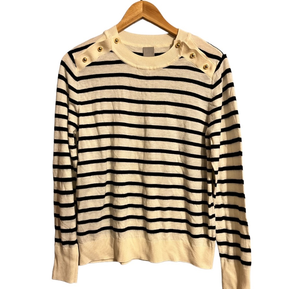 H & M Cream w/ Black Stripes and Gold Buttons